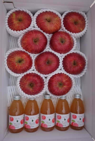 画像1: 完熟りんご『サンふじ』＆ 100%ジュース 詰め合わせ